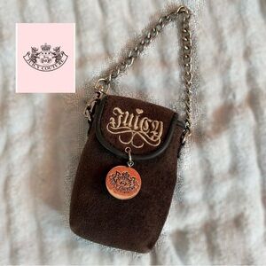 Authentic Y2K Juicy Couture Brown Velvet Chain Digital Camera Case